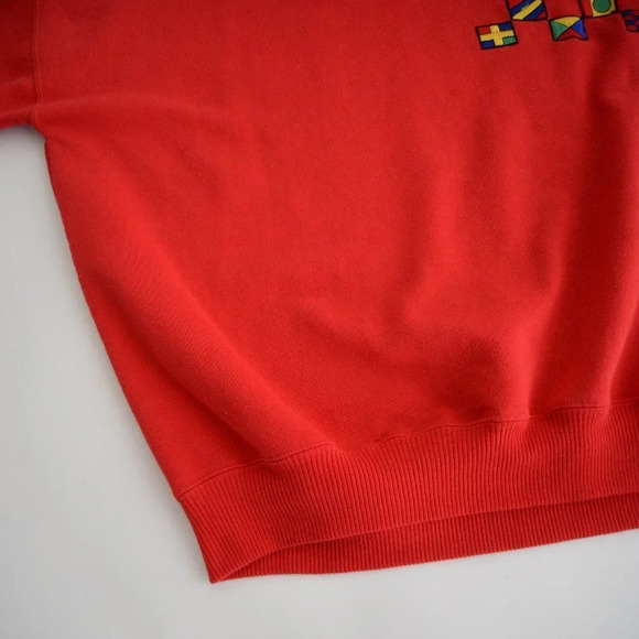 Vintage Magnet Red with Flags on Chest Mockneck Sweater M - Picture 7 of 10
